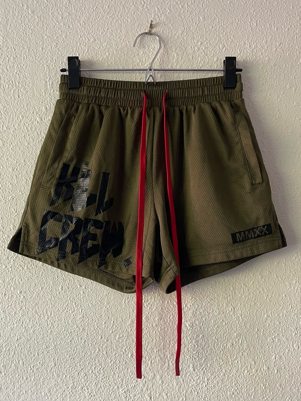 Kill Crew Muay Thai Shorts Mid Thigh Cut V2 Olive Mesh Size S